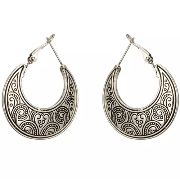 Boho Style Engraved Hoop Earrings 💐 - Picture 2 of 2